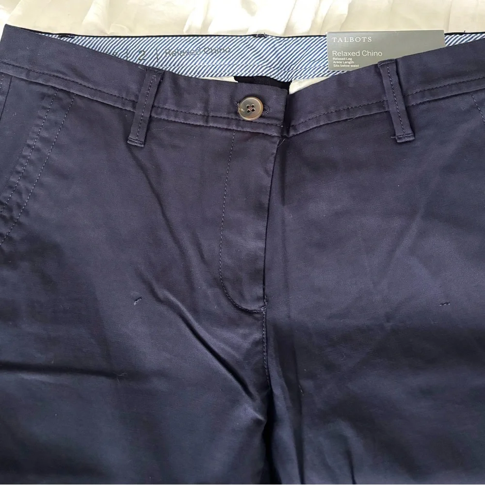 NWT- Talbots Navy Relaxed Chinos - Picture 3 of 6